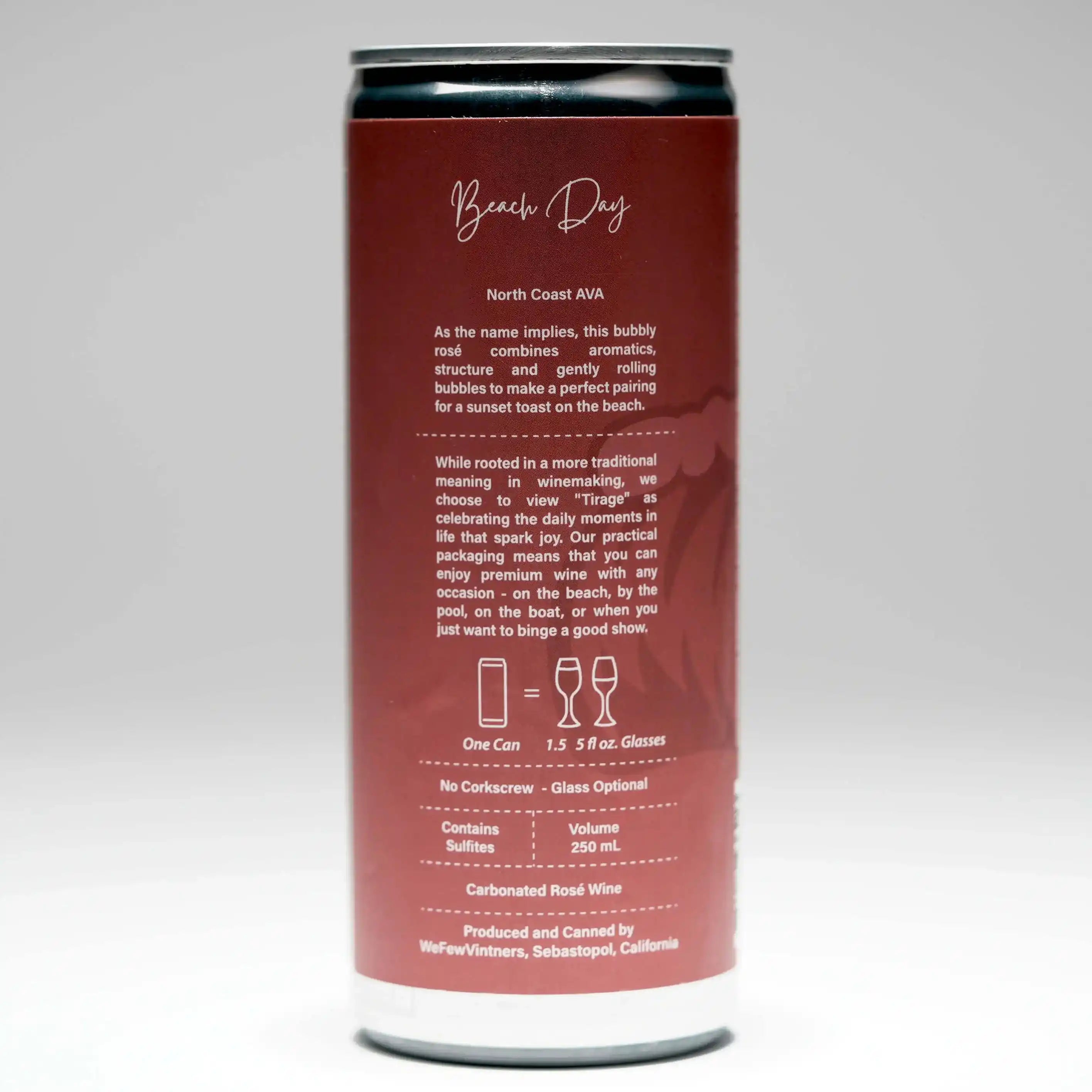 Wine can with text on a gray background