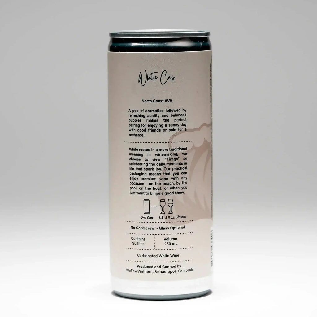 Wine can with text on a gray background