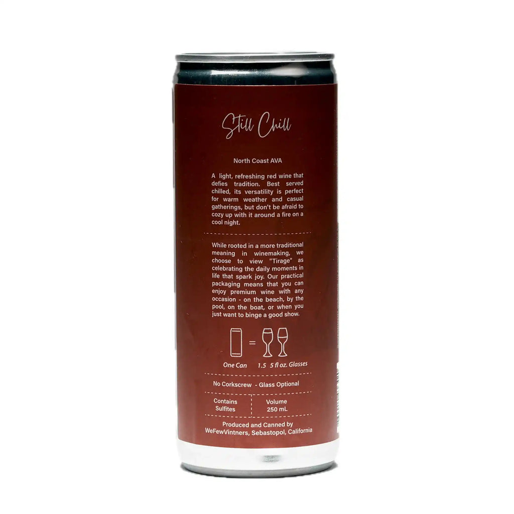 Wine can with text and branding on a white background