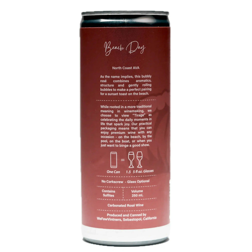 Wine can with text and branding on a white background